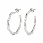 Silver Tone Geometric Hoop Earrings for Women | Stylish Everyday Earrings