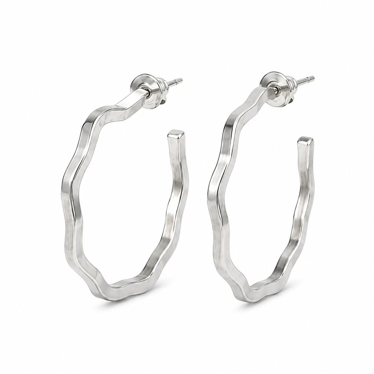 Silver Tone Geometric Hoop Earrings for Women | Stylish Everyday Earrings