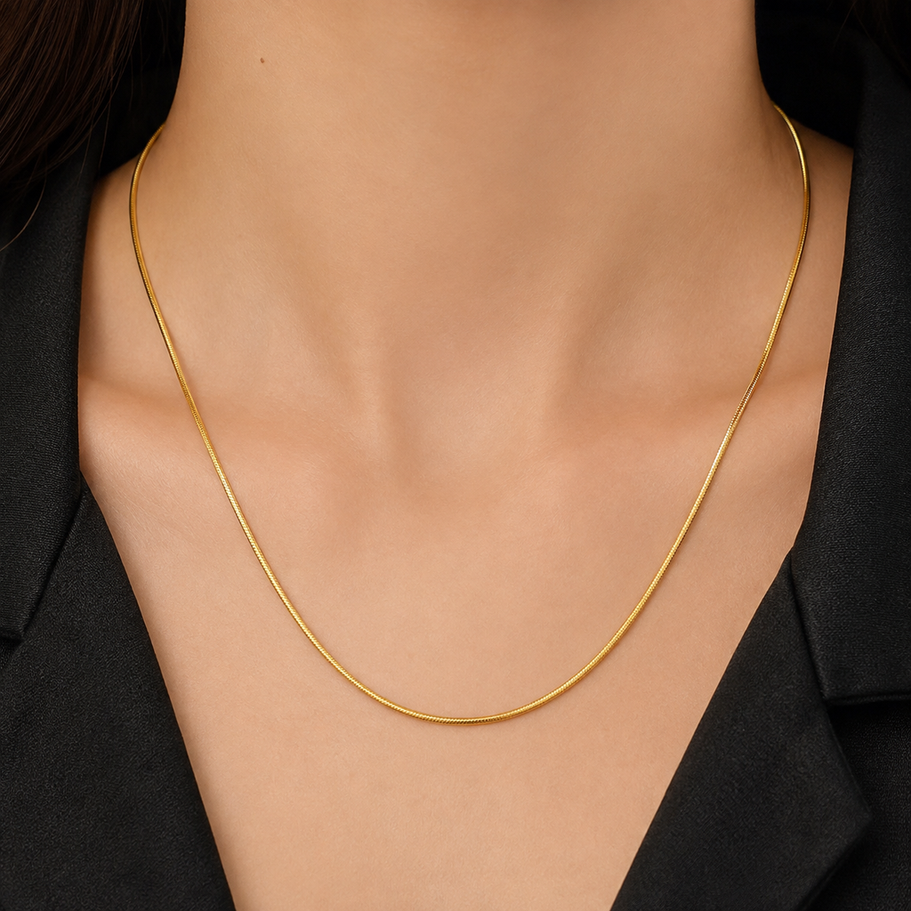 Gold Plated Thin Snake Chain Necklace for Women
