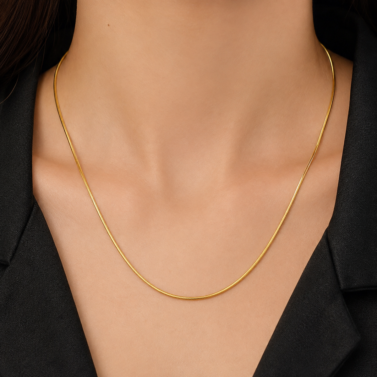 Gold Plated Thin Snake Chain Necklace for Women