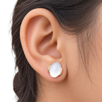 Milky White Oval Gold-Tone Stud Earrings