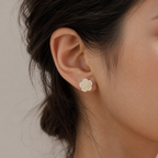 Peach Rose Flower Stud Earrings
