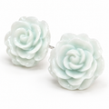 Mint Green Rose Flower Stud Earrings