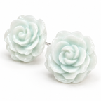 Mint Green Rose Flower Stud Earrings