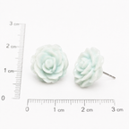 Mint Green Rose Flower Stud Earrings