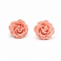 Peach Rose Flower Stud Earrings