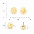 Pastel Yellow Rose Flower Stud Earrings
