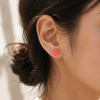 Peach Rose Flower Stud Earrings