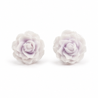 Lavender Rose Flower Stud Earrings