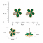 Green Enamel Flower Stud Earrings