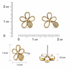 Gold-Plated Floral Drop Stud Earrings
