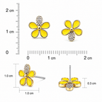 Gold-Plated Yellow Floral Stud Earrings