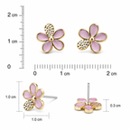 Gold-Plated Lavender Floral Stud Earrings