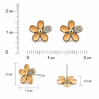 Gold-Plated Peach Floral Stud Earrings