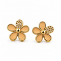 Gold-Plated Peach Floral Stud Earrings