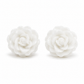 White Rose Flower Stud Earrings