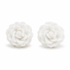 White Rose Flower Stud Earrings