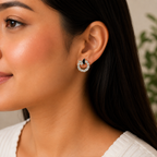 Silver Crystal Hoop Earrings for Women