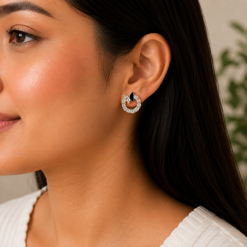Silver Crystal Hoop Earrings for Women