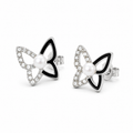 Silver Butterfly Stud Earrings with Crystal Detailing