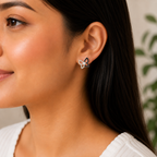 Silver Butterfly Stud Earrings with Crystal Detailing