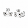 Silver Floral Pearl Stud Earrings for Women