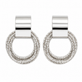 Silver Plated Triple-Layer Oval Hoop Earrings