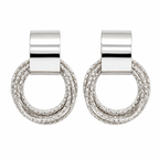 Silver Plated Triple-Layer Oval Hoop Earrings