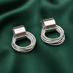 Silver Plated Triple-Layer Oval Hoop Earrings
