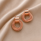 Rose Gold Triple-Layer Oval Hoop Earrings
