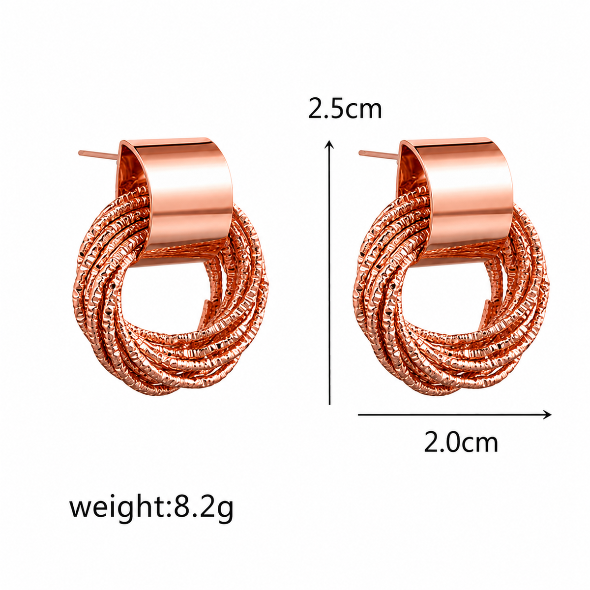 Rose Gold Triple-Layer Oval Hoop Earrings