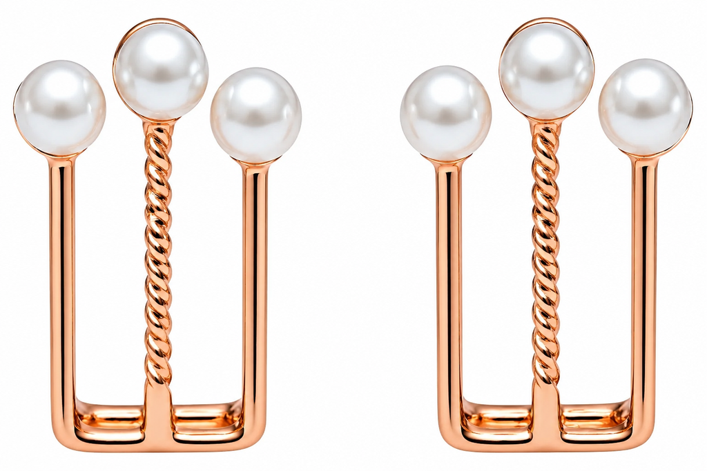 Rose Gold Plated Pearl Chain Drop Earrings