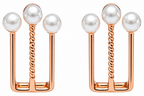 Rose Gold Plated Pearl Chain Drop Earrings