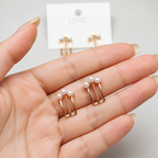 Rose Gold Plated Pearl Chain Drop Earrings