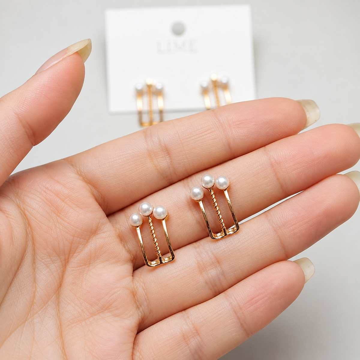 Rose Gold Plated Pearl Chain Drop Earrings