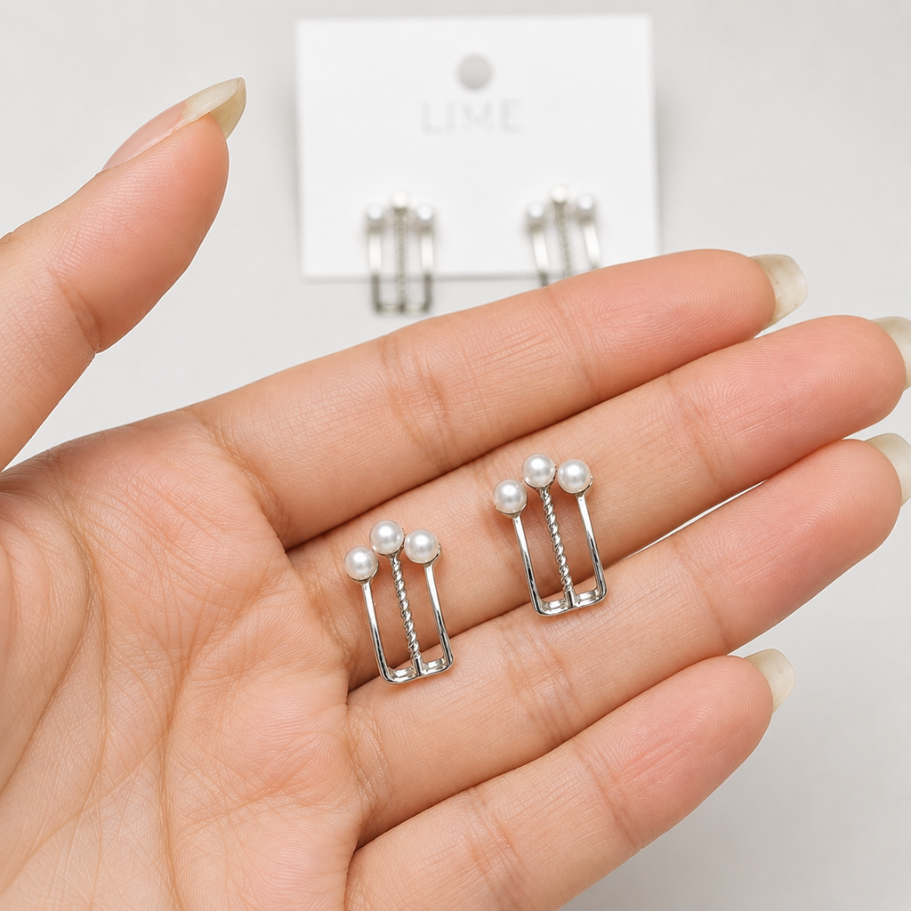 Silver Plated Pearl Chain Drop Earrings