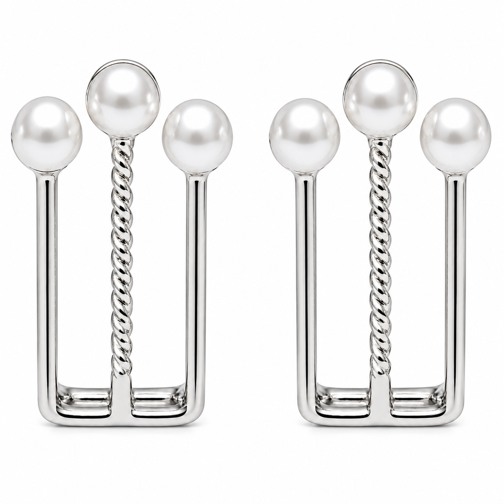 Silver Plated Pearl Chain Drop Earrings