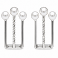 Silver Plated Pearl Chain Drop Earrings