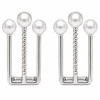 Silver Plated Pearl Chain Drop Earrings