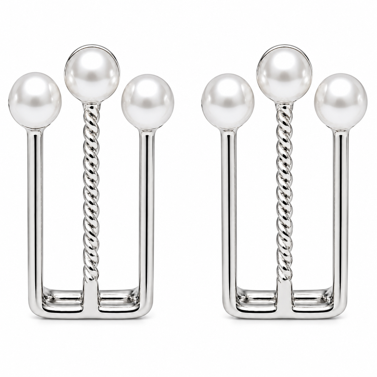 Silver Plated Pearl Chain Drop Earrings
