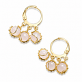 Gold Plated Pink Stone Floral Hoop Earrings