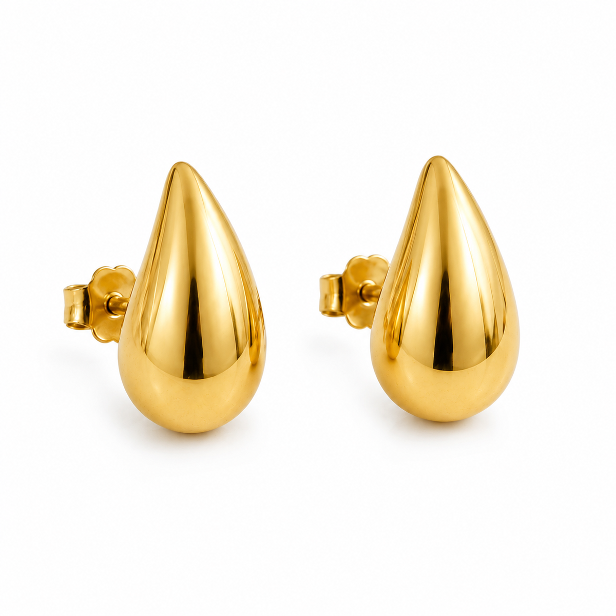 Gold Plated Teardrop Stud Earrings