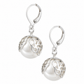 Silver Plated Pearl Floral Drop Earrings