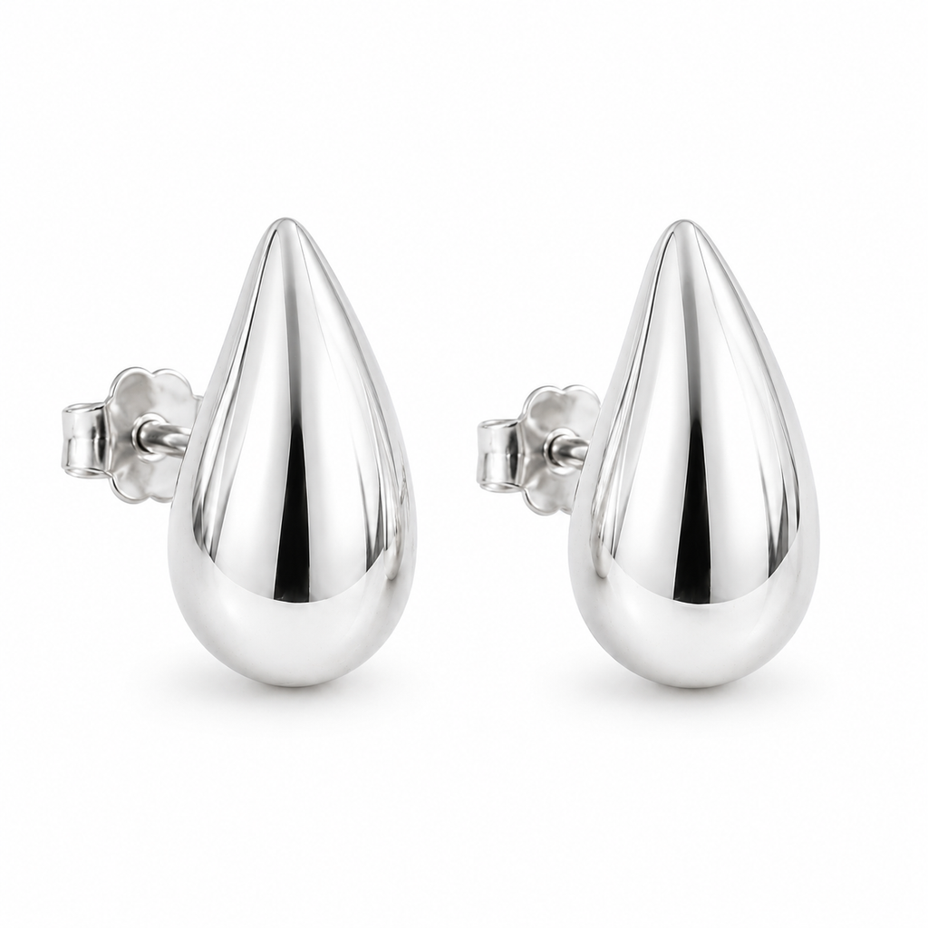 Silver Plated Teardrop Stud Earrings