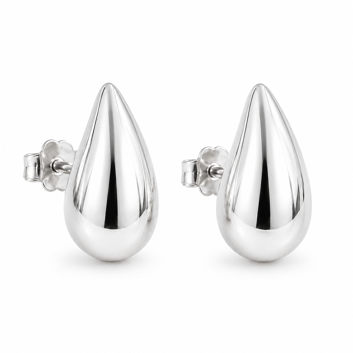 Silver Plated Teardrop Stud Earrings