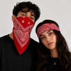 Red Printed Bandana Scarf