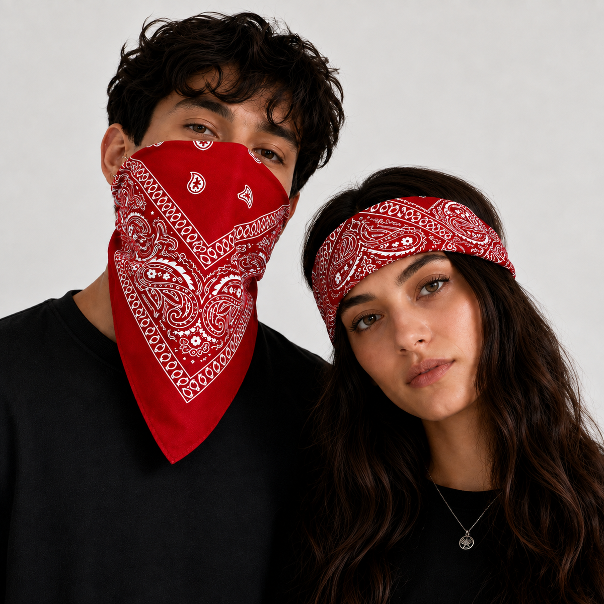 Red Printed Bandana Scarf