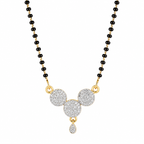Gold Plated Black Beaded Mangalsutra with Stone Pendant