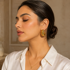 Gold Plated Chunky Bubble Hoop Earrings for Women