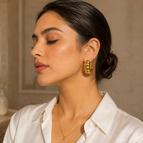 Gold Plated Chunky Bubble Hoop Earrings for Women